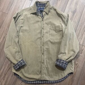 Club Room by Charter Club Olive Green L Button-Up Jacket Shirt Plaid Lined